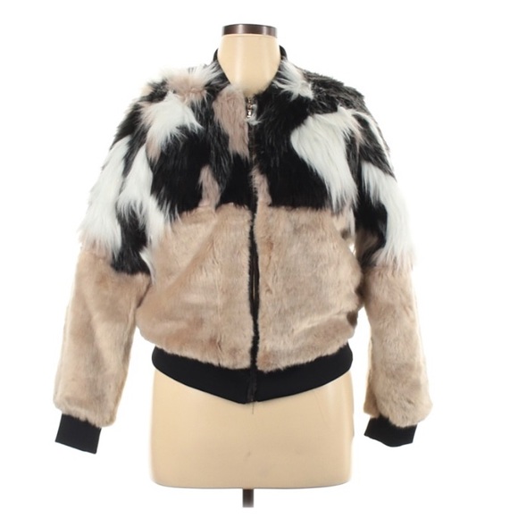 NWT Faux Fur Bomber Jacket Size XL - Picture 1 of 4